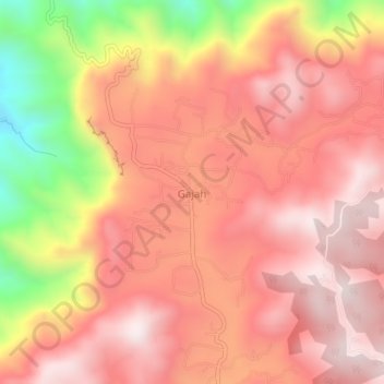 Topografisk kort Gajah, højde, terræn