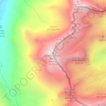 Topografisk kort Mont d'Ambin, højde, terræn