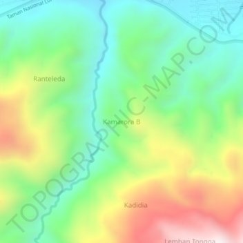 Topografisk kort Kamarora B, højde, terræn