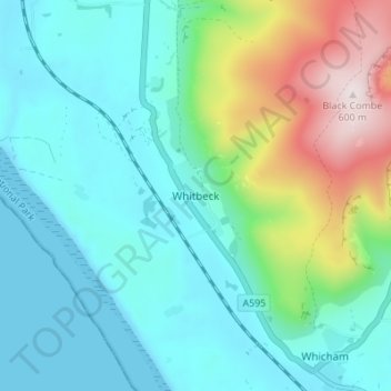 Topografisk kort Whitbeck, højde, terræn
