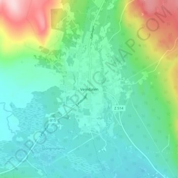 Topografisk kort Vemdalen, højde, terræn
