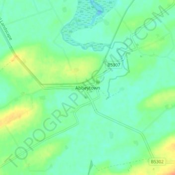 Topografisk kort Abbeytown, højde, terræn