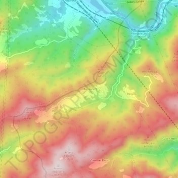 Topografisk kort Borlasca, højde, terræn