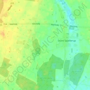 Topografisk kort Maglemose, højde, terræn