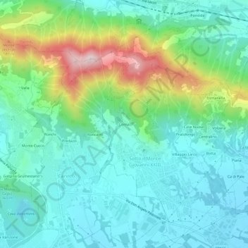 Topografisk kort Corna, højde, terræn