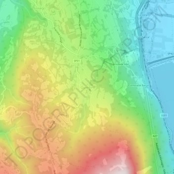 Topografisk kort Quantin, højde, terræn