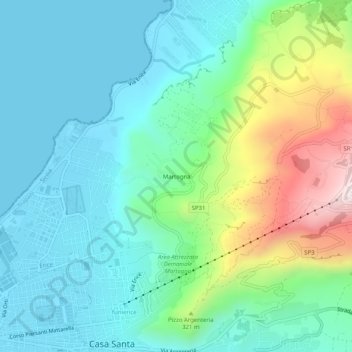 Topografisk kort Martogna, højde, terræn