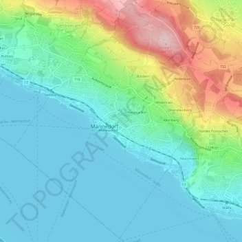 Topografisk kort Blatten, højde, terræn
