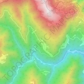 Topografisk kort Vesimo, højde, terræn