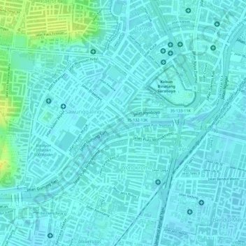 Topografisk kort Taman Ronggolawe, højde, terræn