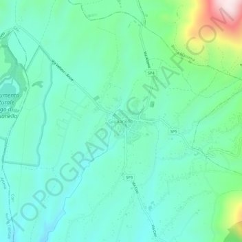Topografisk kort Giulianello, højde, terræn
