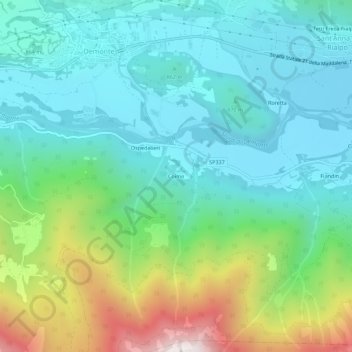 Topografisk kort Coime, højde, terræn
