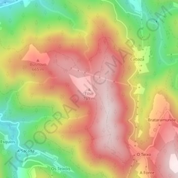 Topografisk kort Filso, højde, terræn