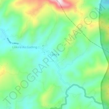 Topografisk kort Lilikira, højde, terræn