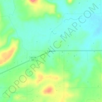Topografisk kort Cabaniss, højde, terræn