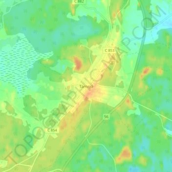 Topografisk kort Tärnsjö, højde, terræn
