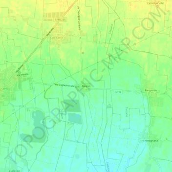 Topografisk kort Meano, højde, terræn