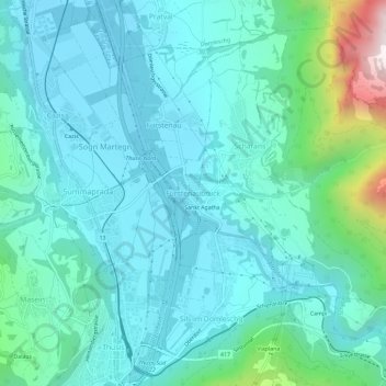Topografisk kort Fürstenaubruck, højde, terræn