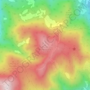 Topografisk kort Monte Montagnana, højde, terræn