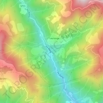 Topografisk kort Molino, højde, terræn