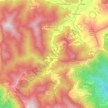 Topografisk kort Ventarola, højde, terræn