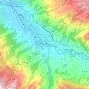 Topografisk kort Ebnat, højde, terræn