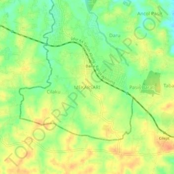 Topografisk kort MEKARSARI, højde, terræn