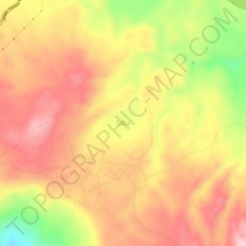 Topografisk kort Sillu, højde, terræn