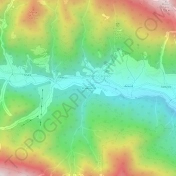 Topografisk kort Pradumbli, højde, terræn