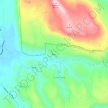 Topografisk kort Oros, højde, terræn