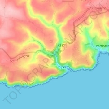 Topografisk kort Crumplehorn, højde, terræn