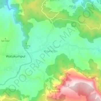 Topografisk kort Majalangu, højde, terræn