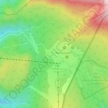 Topografisk kort Sternenpark Winklmoos-Alm, højde, terræn