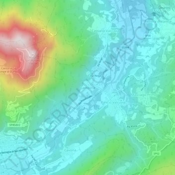 Topografisk kort Cantevria, højde, terræn