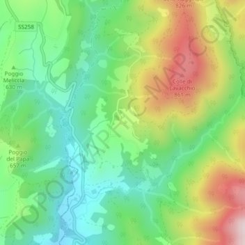 Topografisk kort Palazzolo, højde, terræn