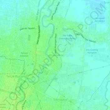 Topografisk kort Satriamekar, højde, terræn