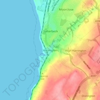 Topografisk kort Harrington, højde, terræn