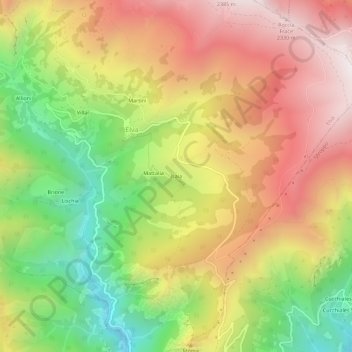 Topografisk kort Isaia, højde, terræn