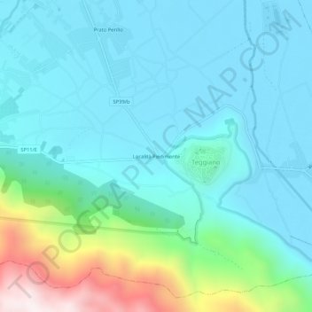 Topografisk kort Località Piedimonte, højde, terræn