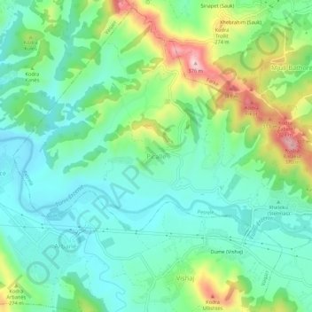 Topografisk kort Picallë, højde, terræn