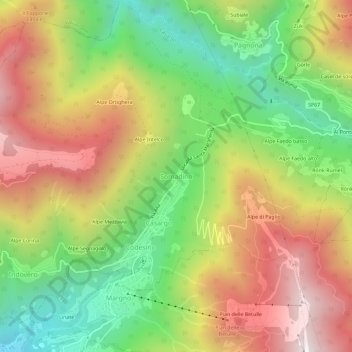 Topografisk kort Somadino, højde, terræn
