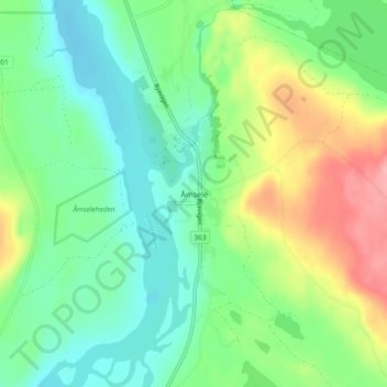 Topografisk kort Åmsele, højde, terræn