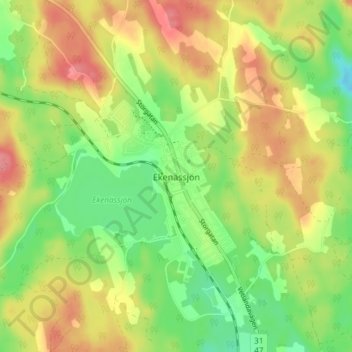 Topografisk kort Ekenässjön, højde, terræn