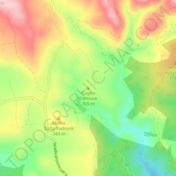 Topografisk kort Cugno Comune, højde, terræn