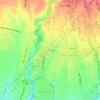 Topografisk kort Mambal, højde, terræn