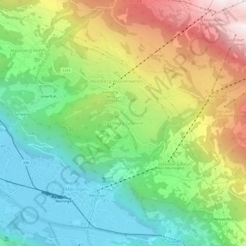 Topografisk kort Hasliberg Goldern, højde, terræn