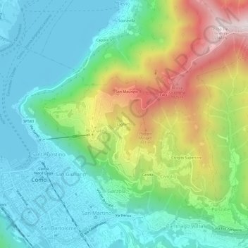 Topografisk kort Laghetto, højde, terræn