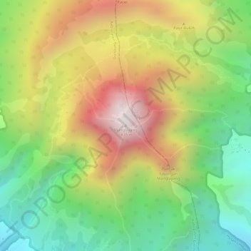 Topografisk kort Manglayang, højde, terræn