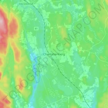 Topografisk kort Charlottenberg, højde, terræn
