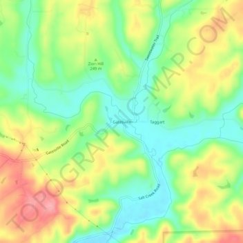 Topografisk kort Gatesville, højde, terræn